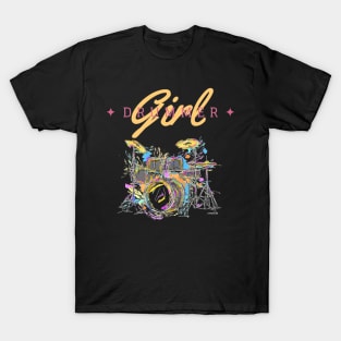 Drummer Girl drum set percussion T-Shirt